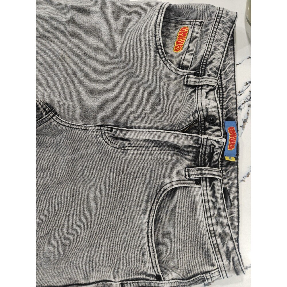 Empyre Grey Acid Wash Baggy Wide Leg Y2K Skate Jeans Size 32